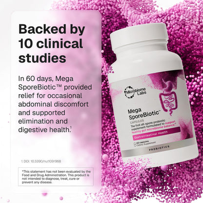 Microbiome Labs MegaSporeBiotic Probiotics for Women & Men - Spore-Based Probiotic for Gut Health & Digestive Support - Shelf-Stable, Travel-Friendly, Mens & Womens Probiotics (60 Capsules)